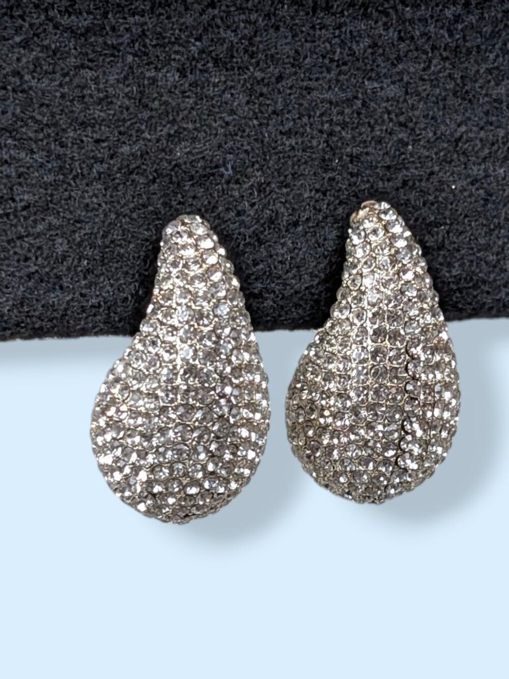 Puffy White Rhinestone Pave Earrings